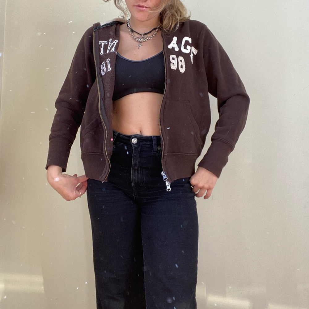 Y2K brown vintage zip-up sweatshirt